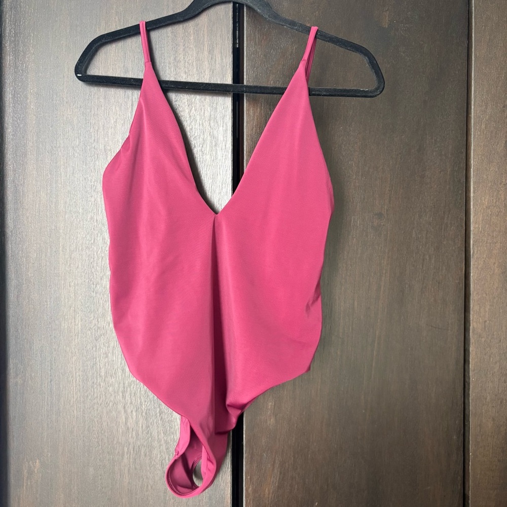 Parade Deep Plunge One Piece Swim Suit in a deep maroon